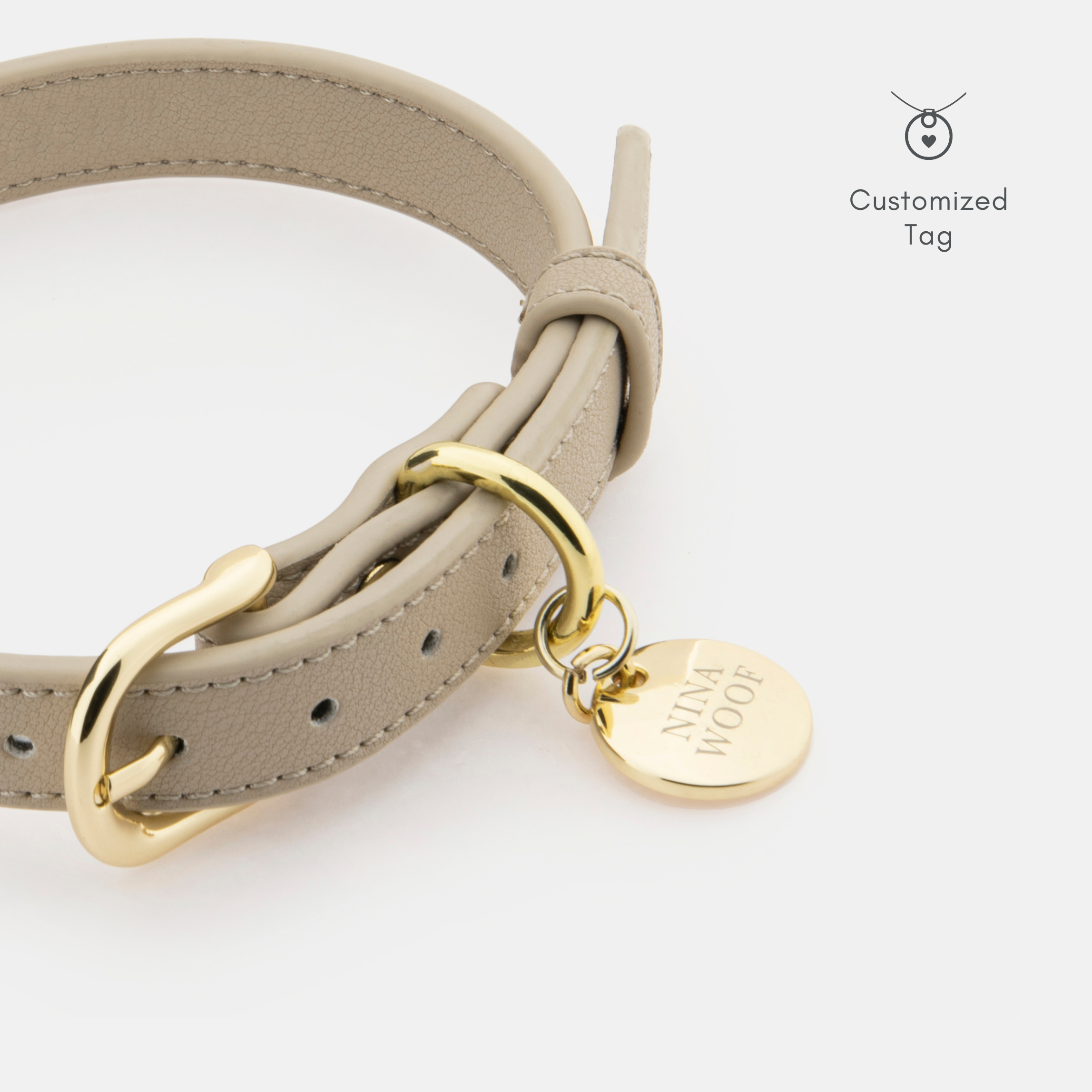 Airtag Collar Beige