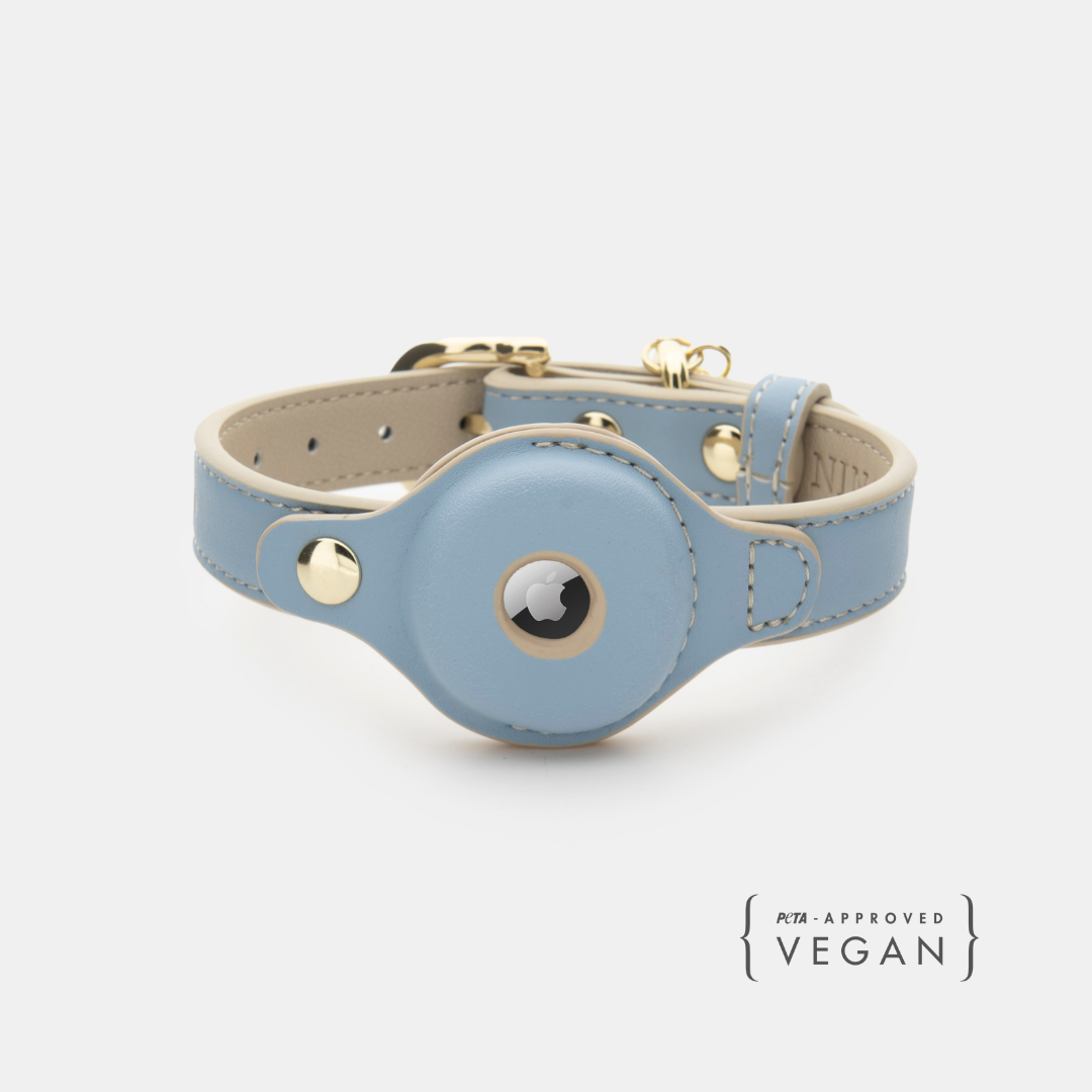 Collier - Air Tag Enabled - Cuir vegan - Bleu Cupertino