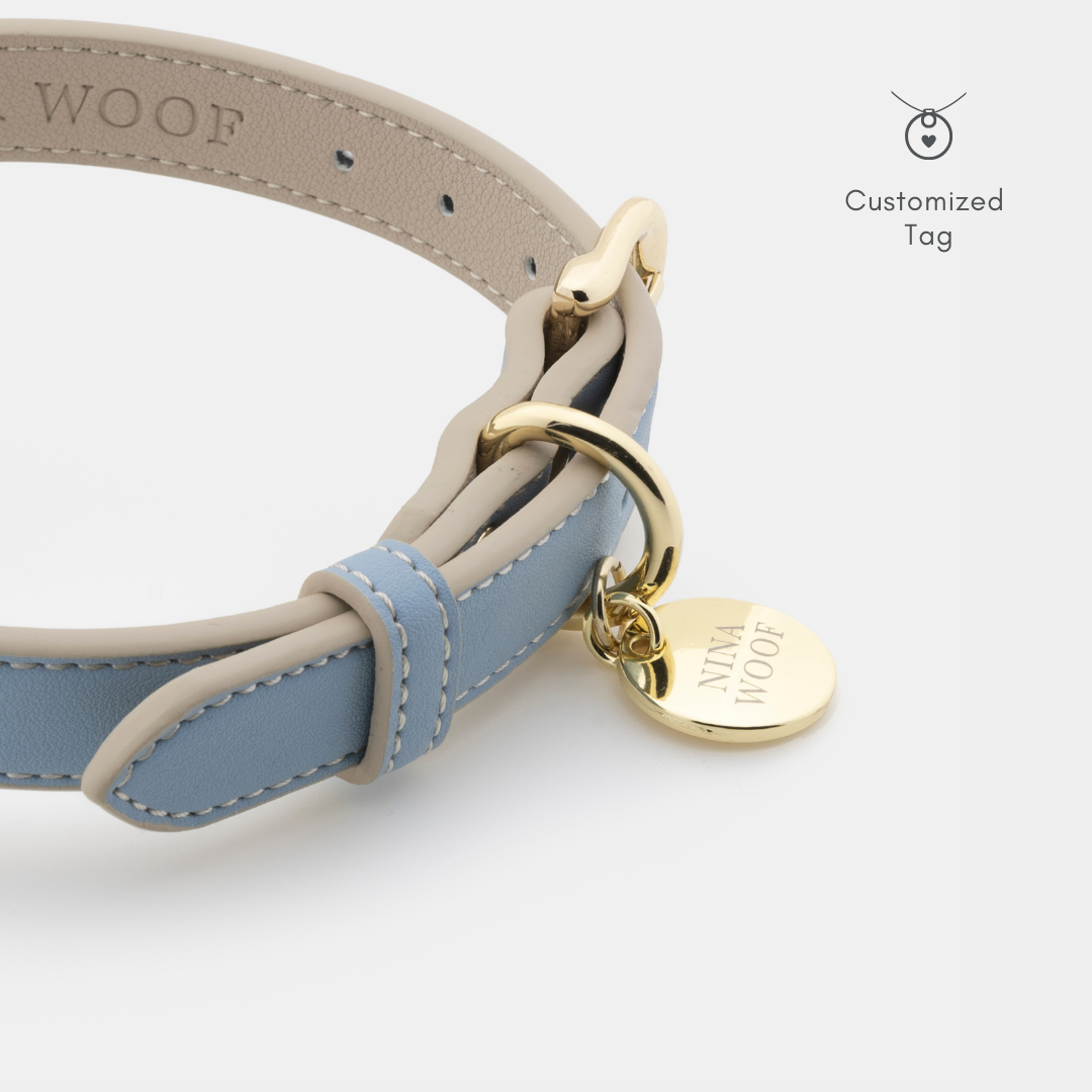 Collier - Air Tag Enabled - Cuir vegan - Bleu Cupertino