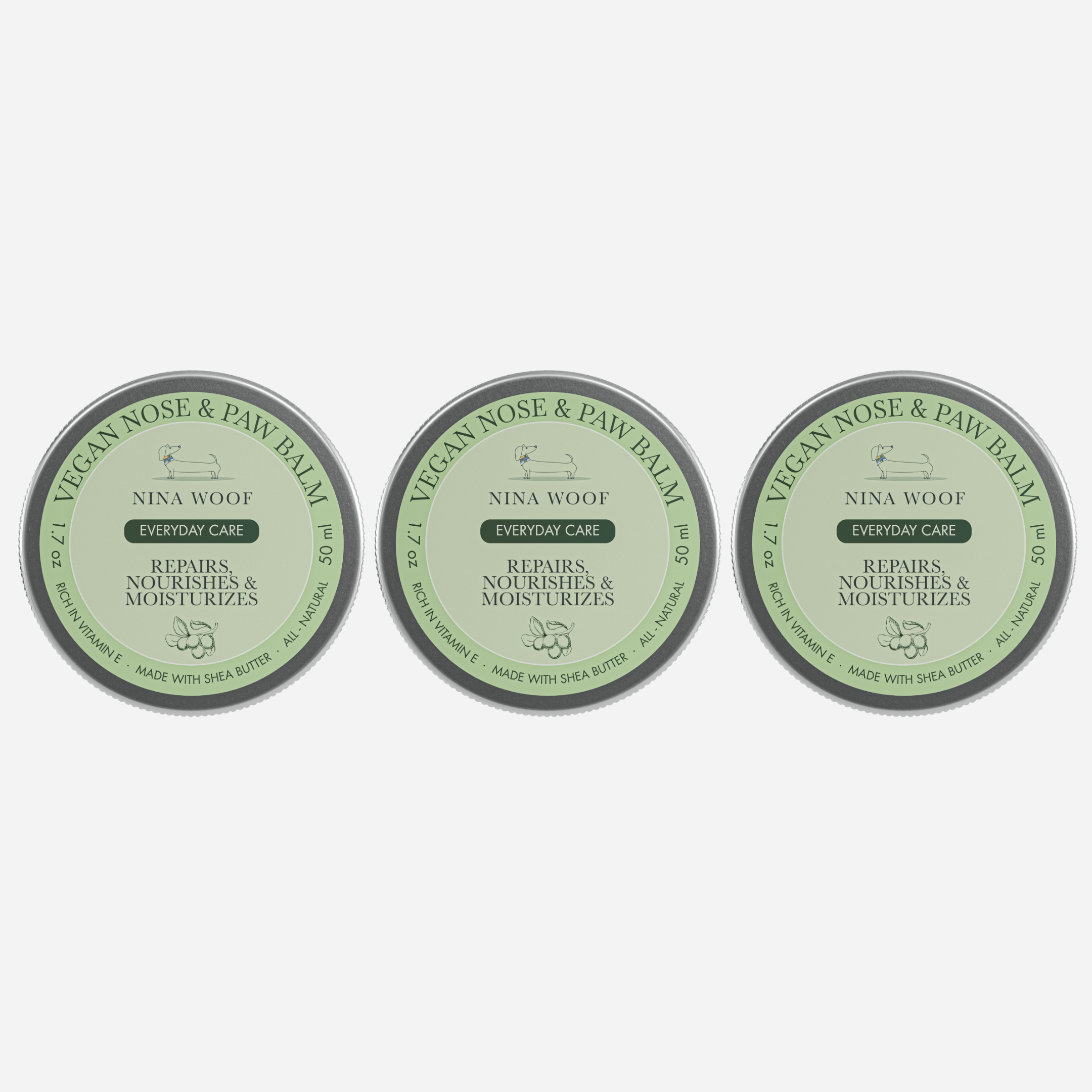 3 Pack - Vegan Dog Nose and Paw Balm