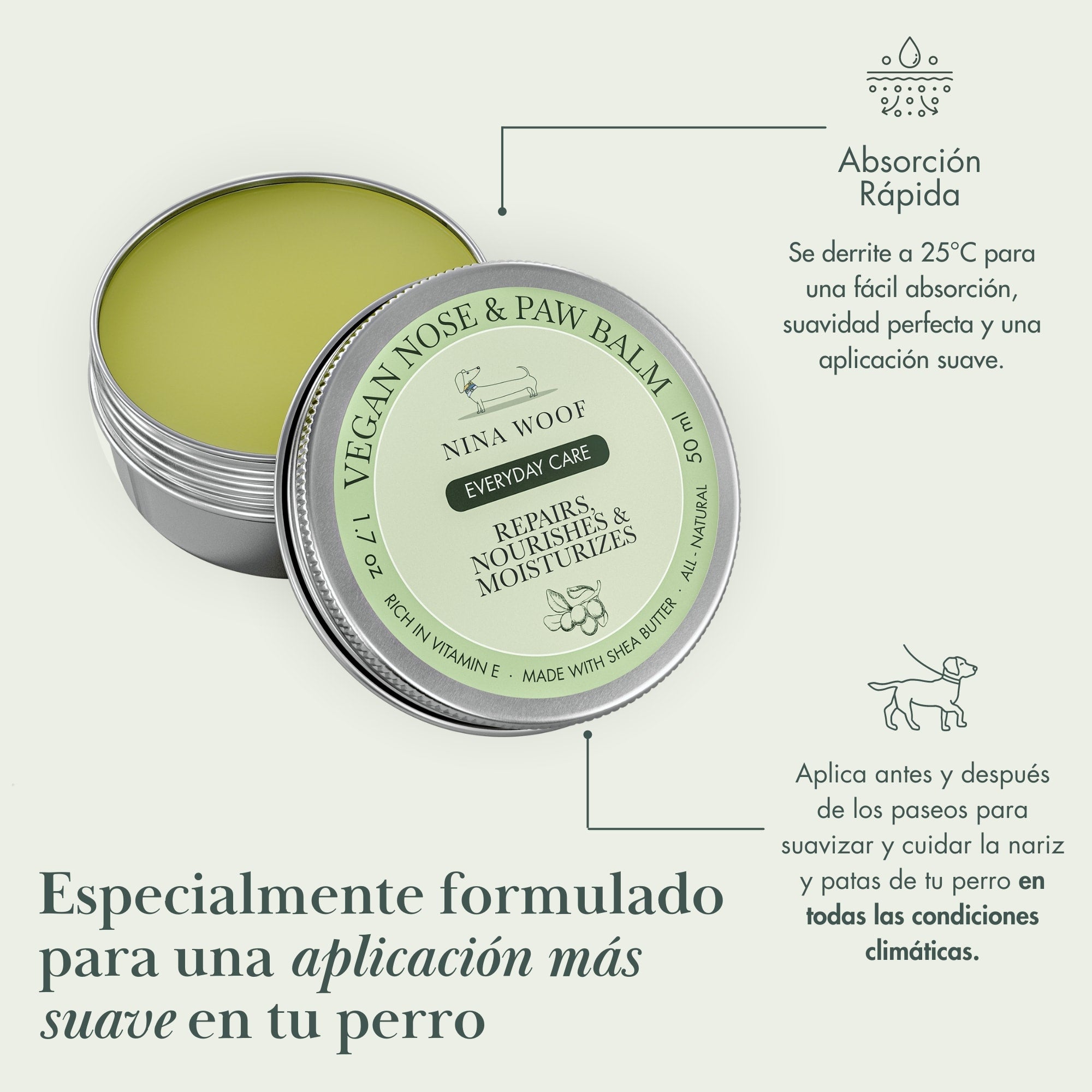 3 - Veganer Bálsamo -Pack für Nasen- und Hundepolster