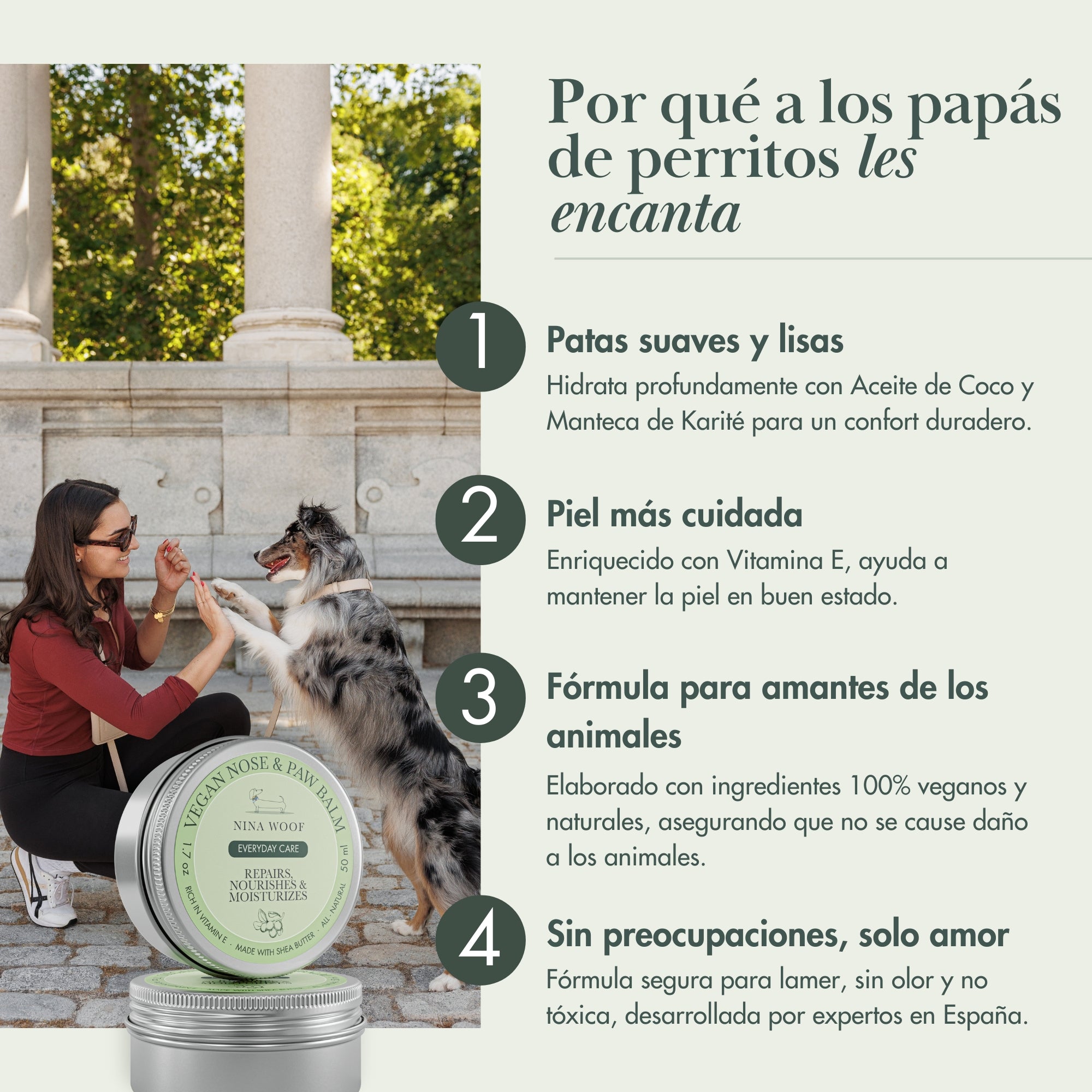 3 - Veganer Bálsamo -Pack für Nasen- und Hundepolster