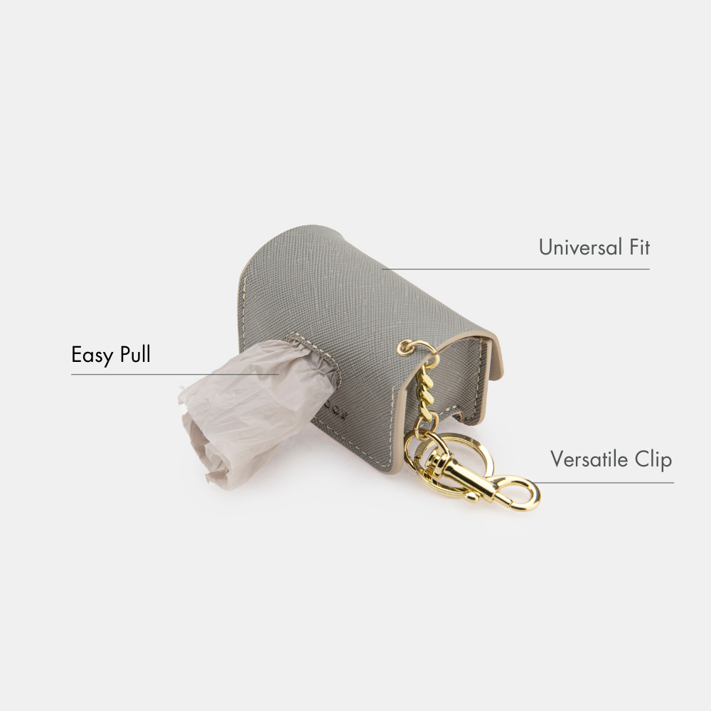 Porte-sac poubelle gris - Cuir vegan - Distributeur de sacs