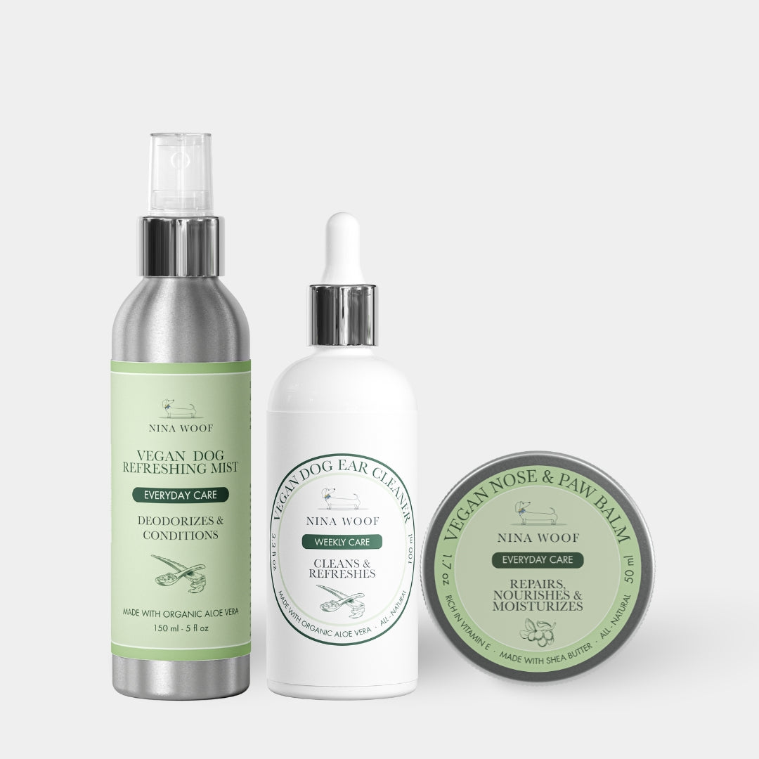 Ear, Paw, and Coat Care Pack - Ear Cleaner, Ear Pad Balm, and Deodorizing Spray