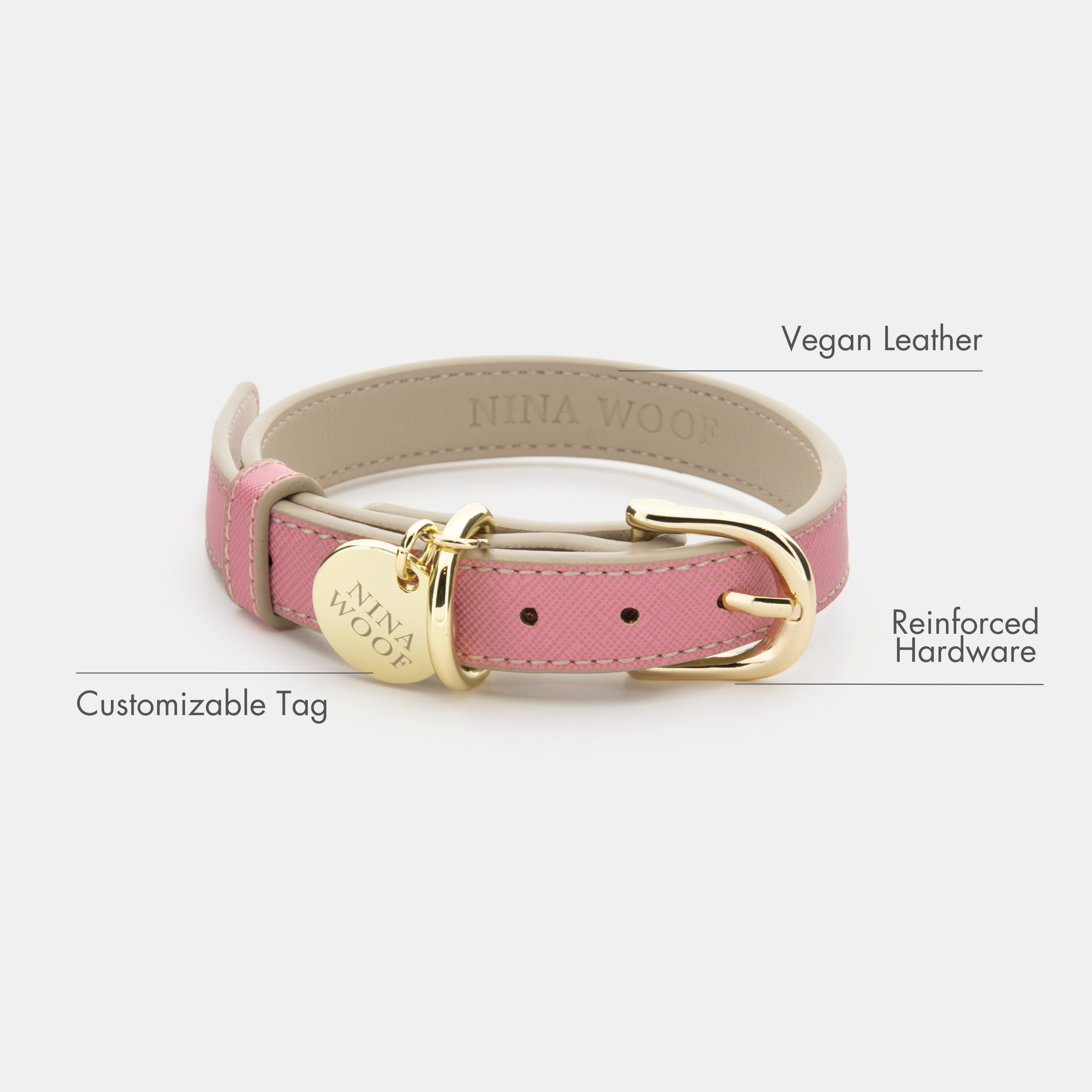 Collier - Cuir Vegan - Rose Rio
