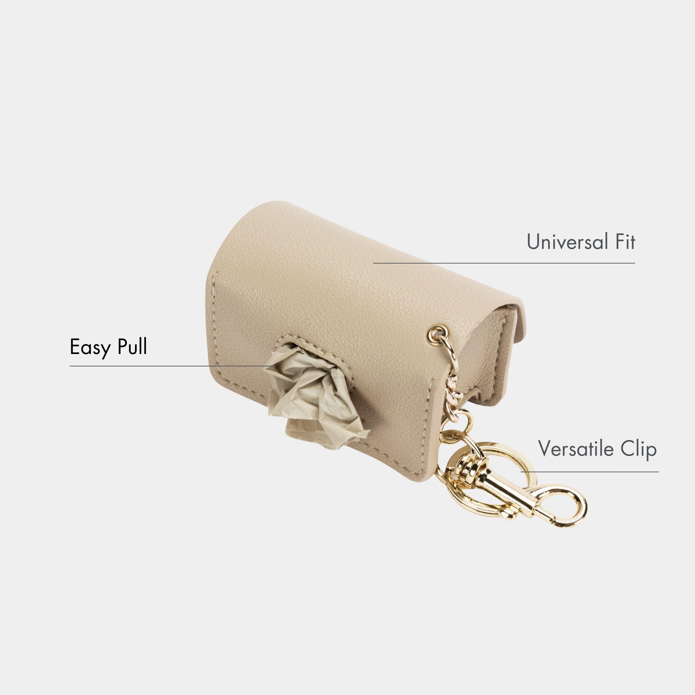 Porte-sac poubelle beige - Cuir vegan - Distributeur de sacs