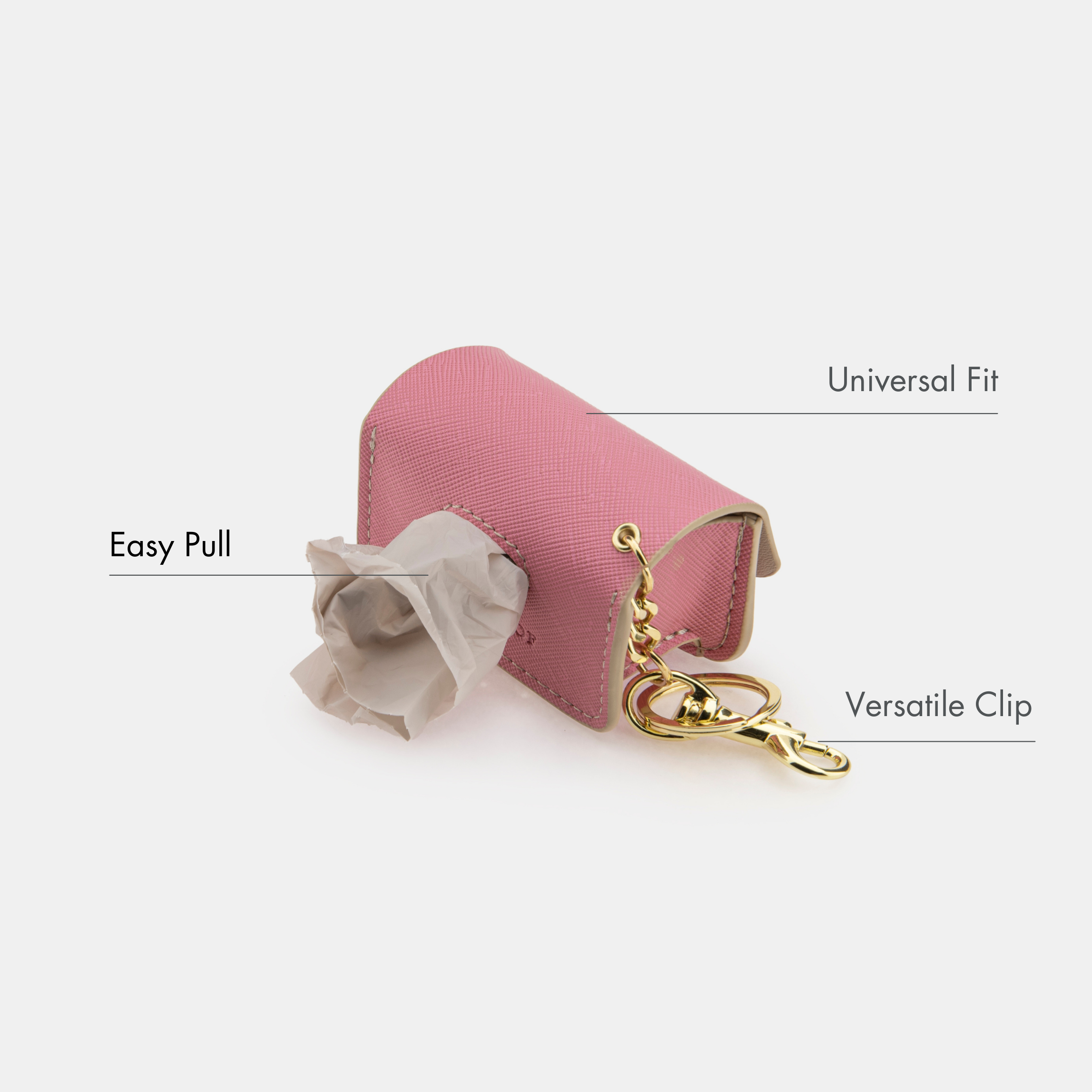 Porte-sac poubelle rose - Cuir vegan - Distributeur de sacs