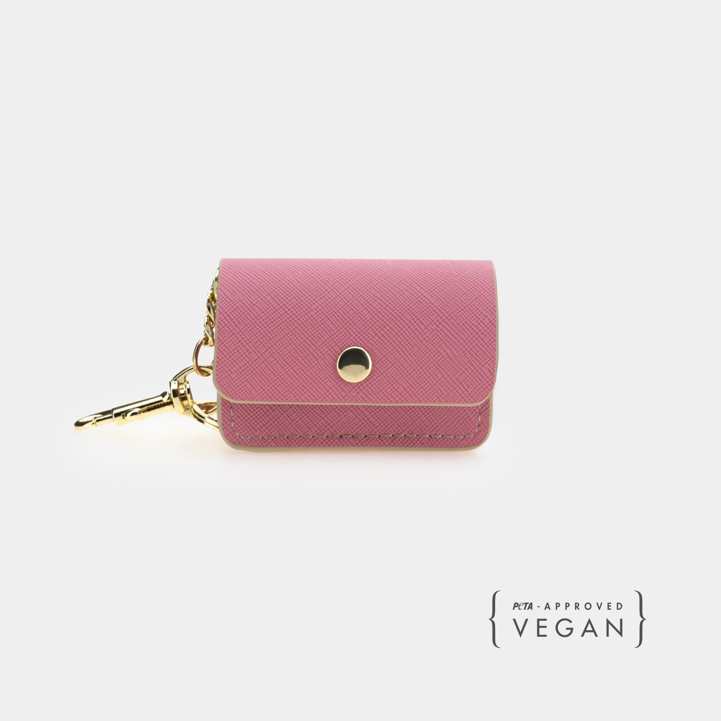 Porte-sac poubelle rose - Cuir vegan - Distributeur de sacs