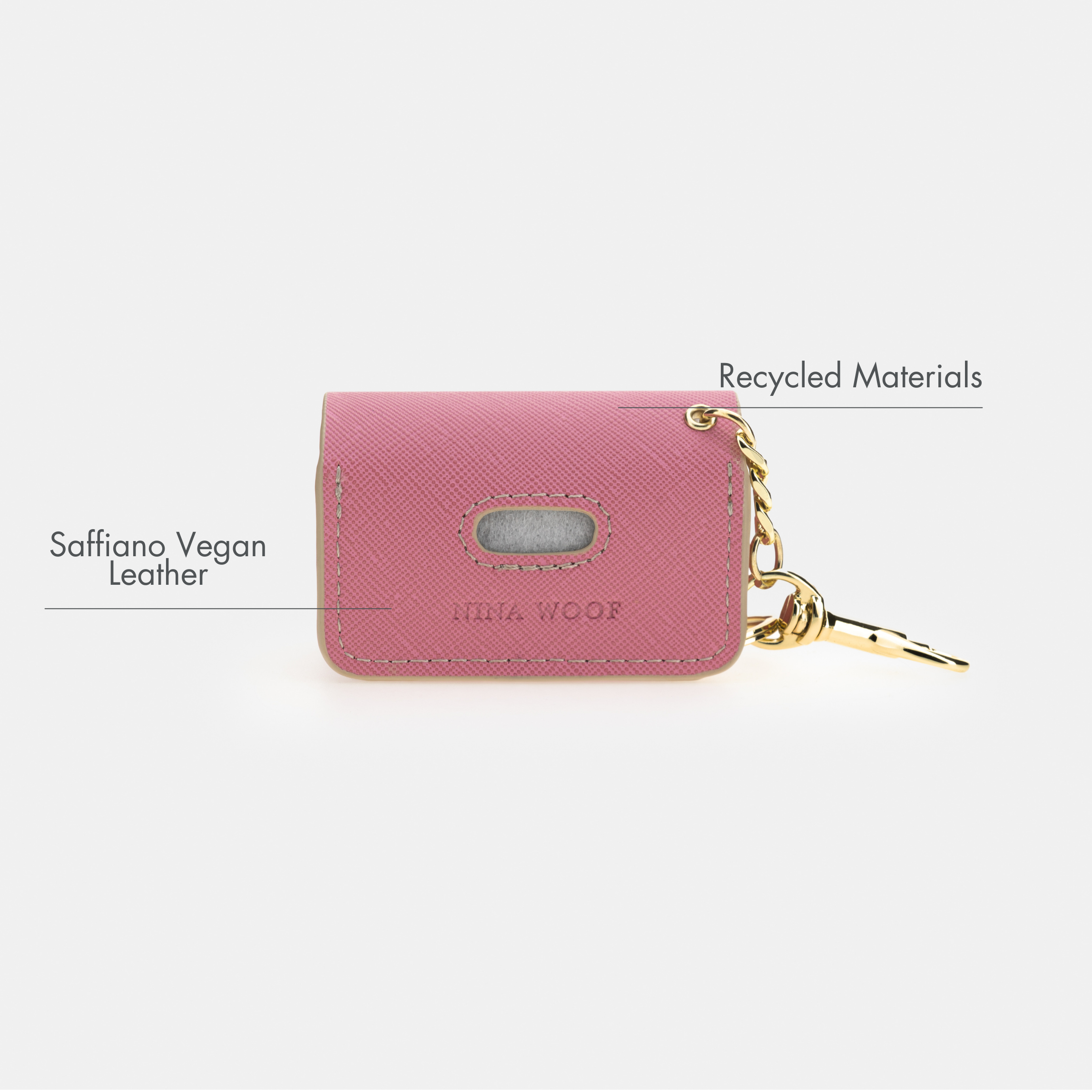 Porte-sac poubelle rose - Cuir vegan - Distributeur de sacs