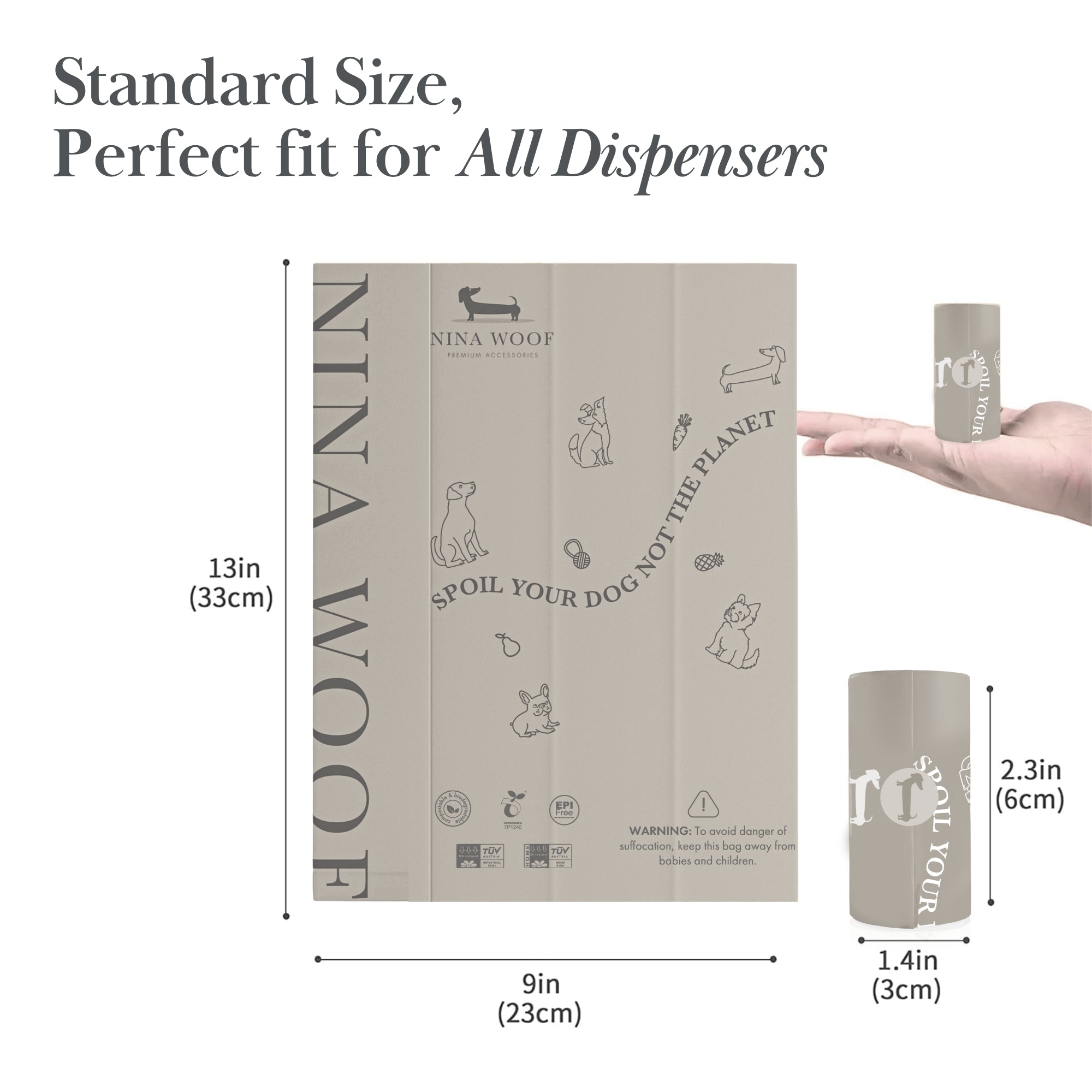 Waste Bags - 90 bags (6 rolls) - Biodegradable and Compostable