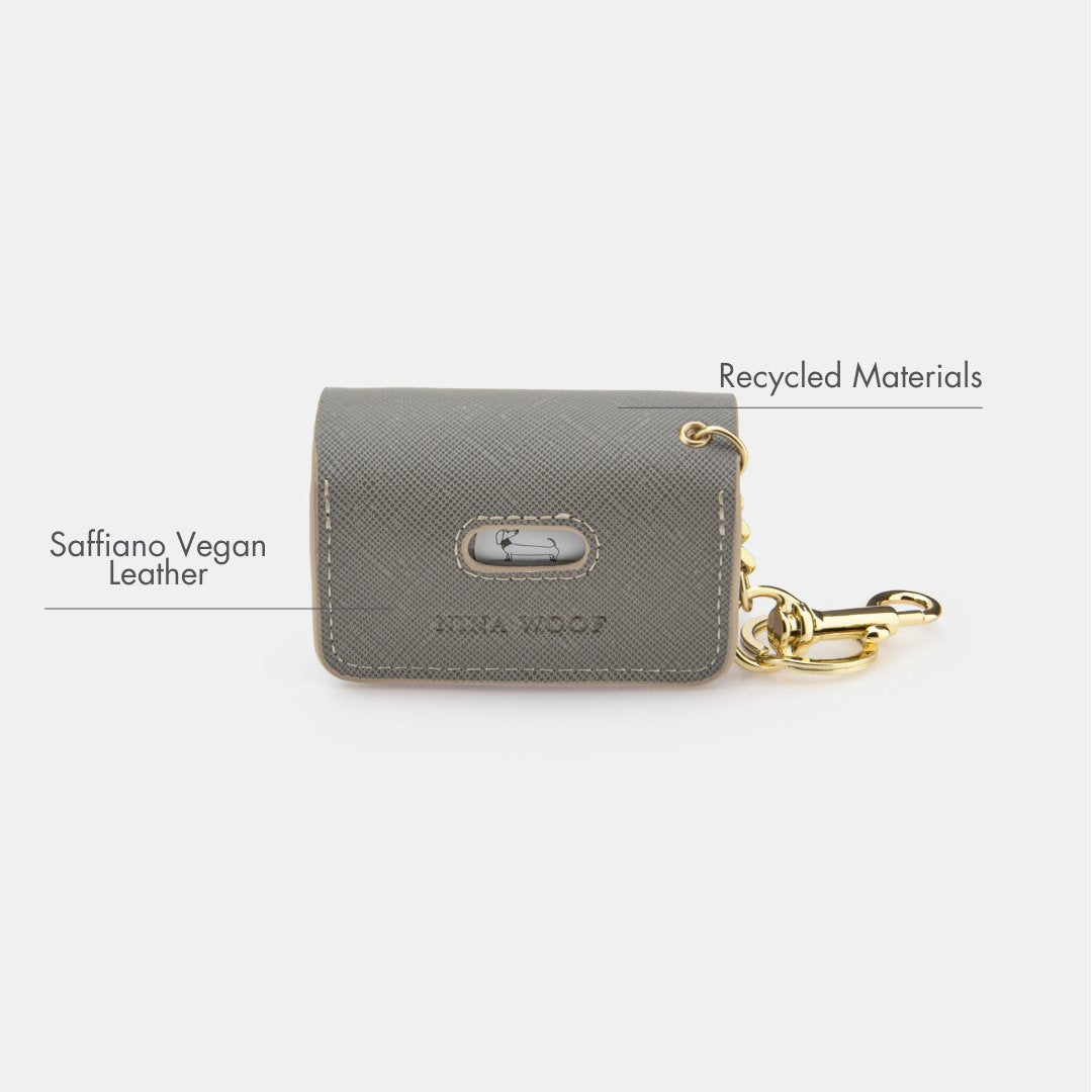 Porte-sac poubelle gris - Cuir vegan - Distributeur de sacs