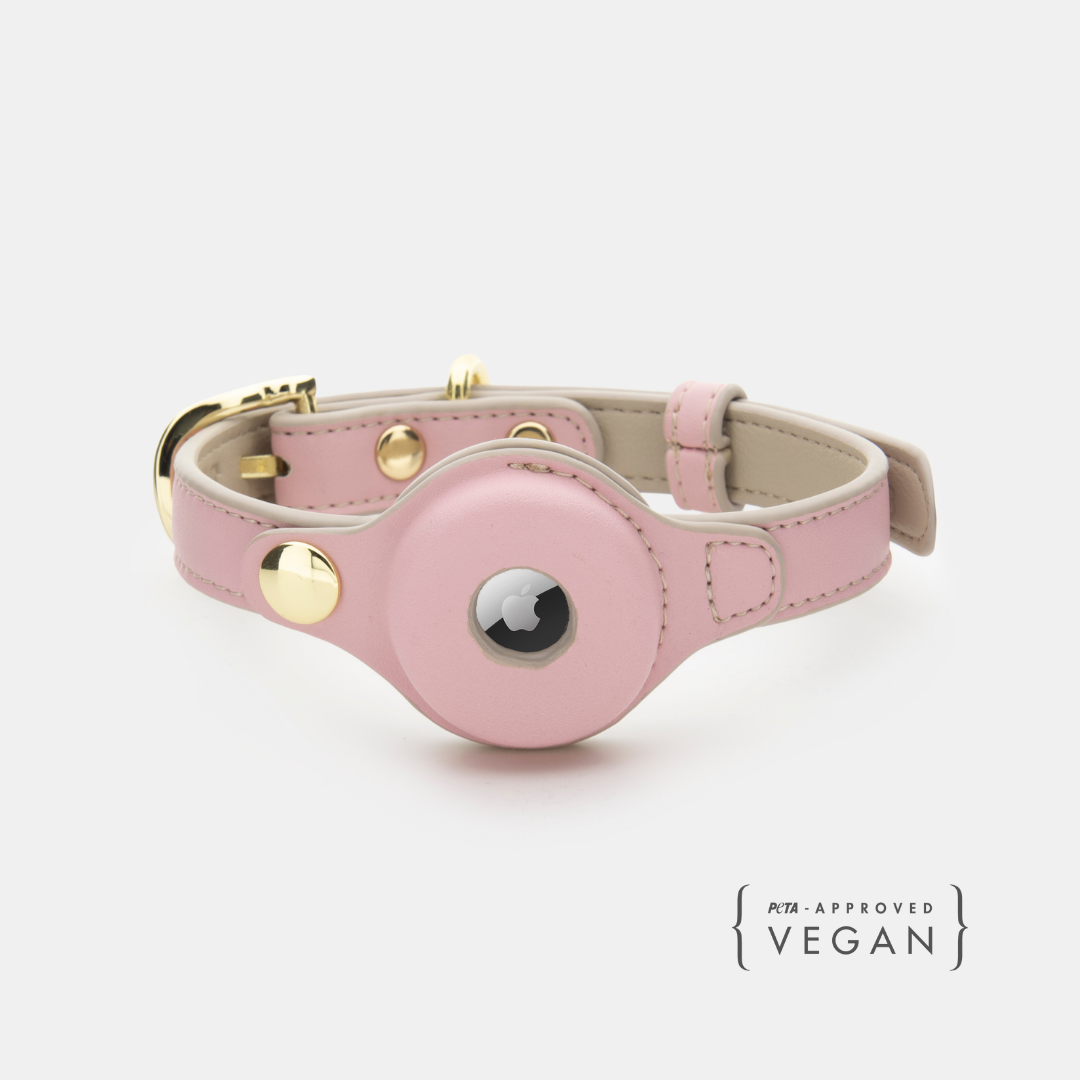 Collier - Air Tag Enabled - Cuir vegan - Rose Cupertino