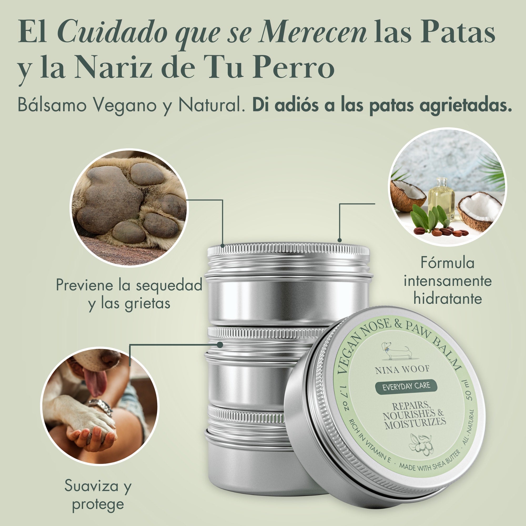 3 - Veganer Bálsamo -Pack für Nasen- und Hundepolster