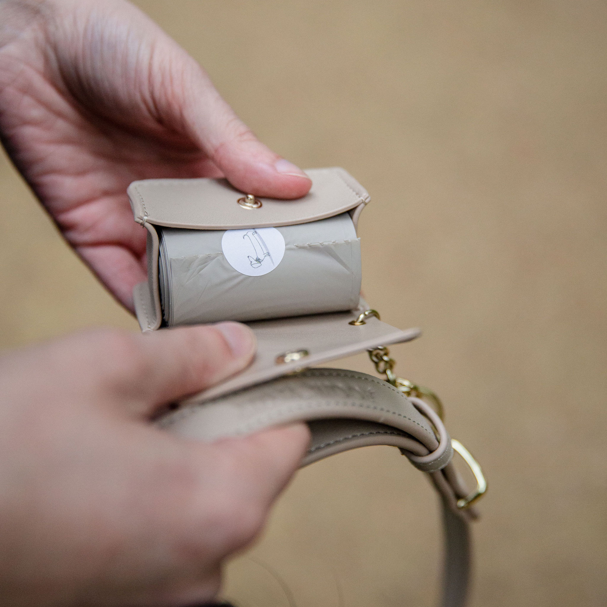 Waste Bag Holder Beige - Vegan Leather - Bag Dispenser