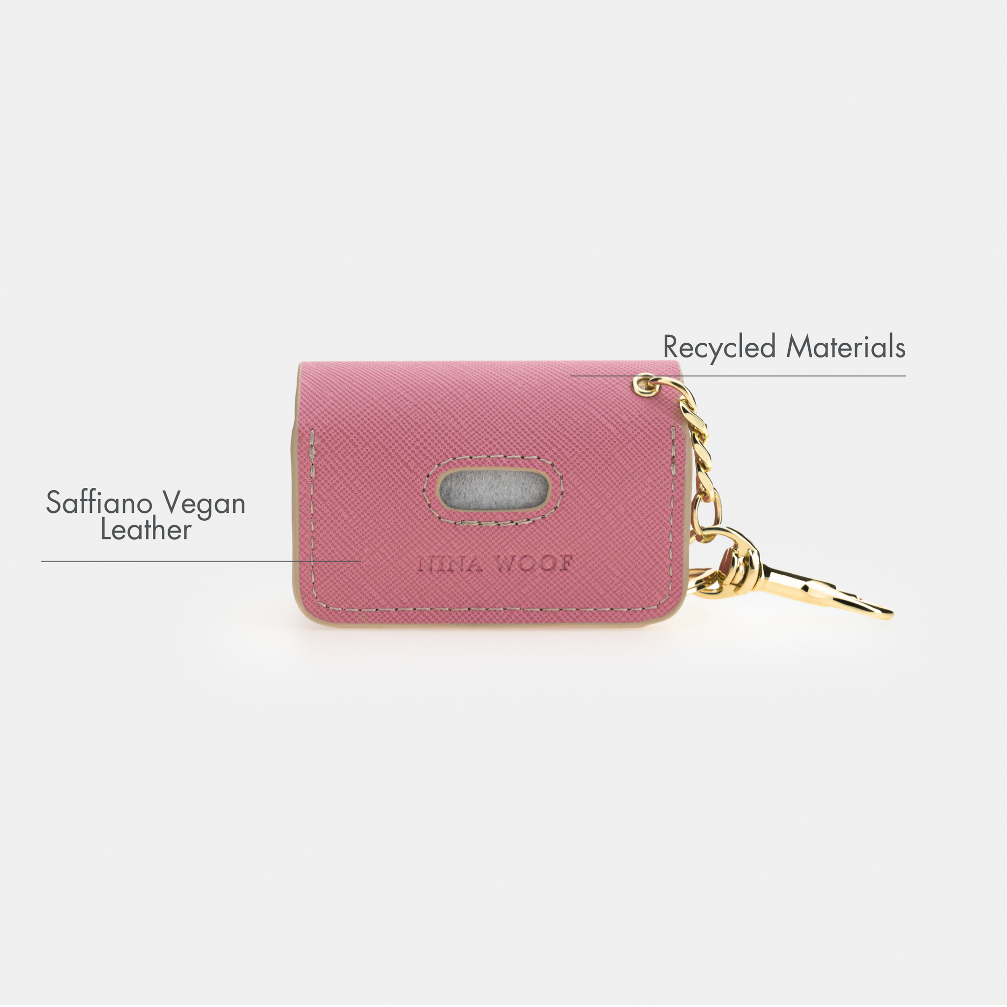 Waste Bag Holder Pink - Vegan Leather - Bag Dispenser