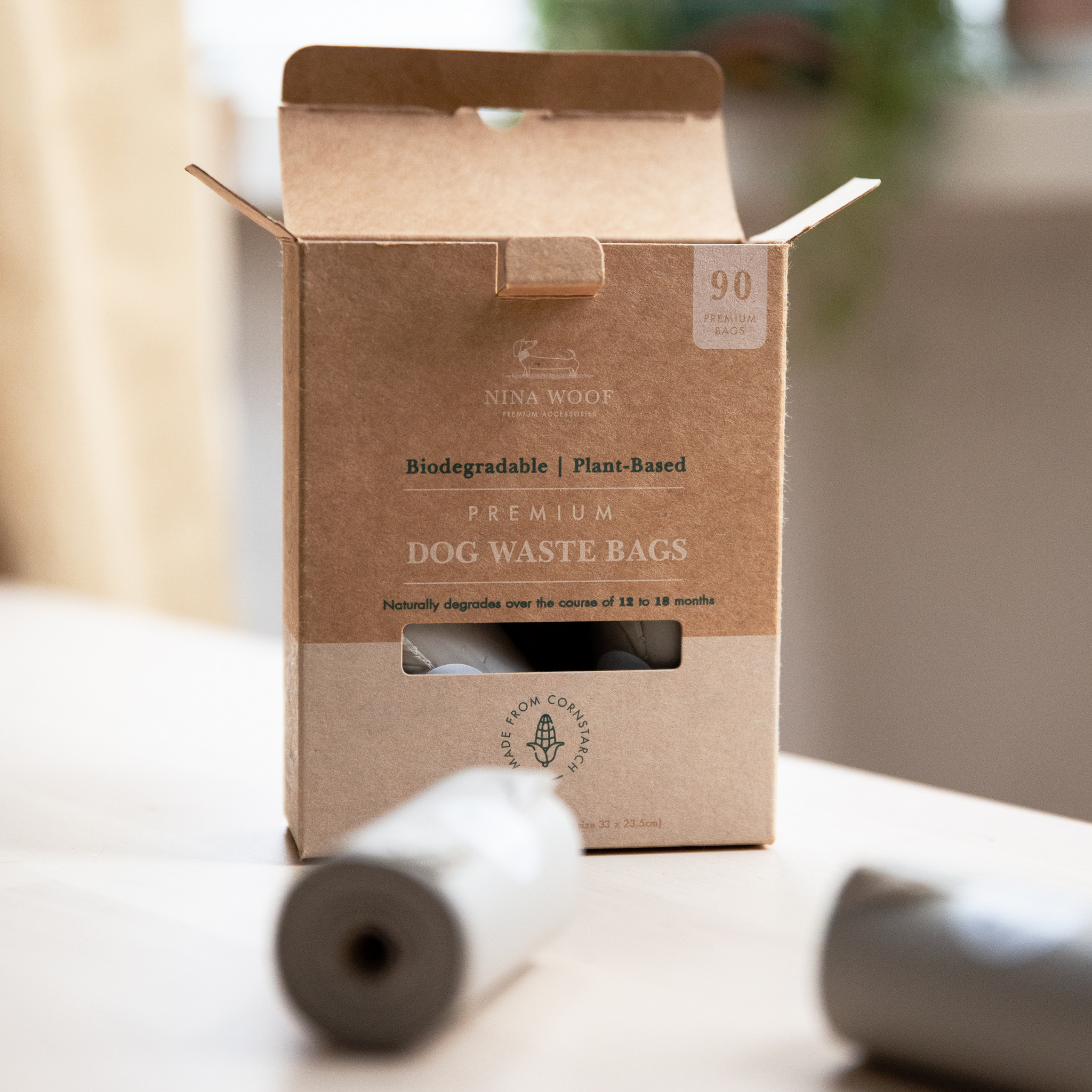 Sacs à déchets - 90 sacs (6 rouleaux) - Biodégradables et compostables